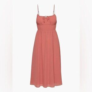 Aritzia Wilfred Genoa Midi Chiffon Dress Warm Sienna Red Size XS